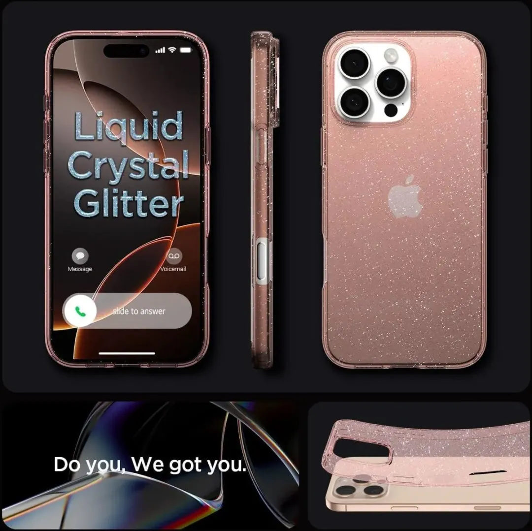 Spigen Liquid Crystal Hoesje iPhone 16 Pro - Roze Glitter