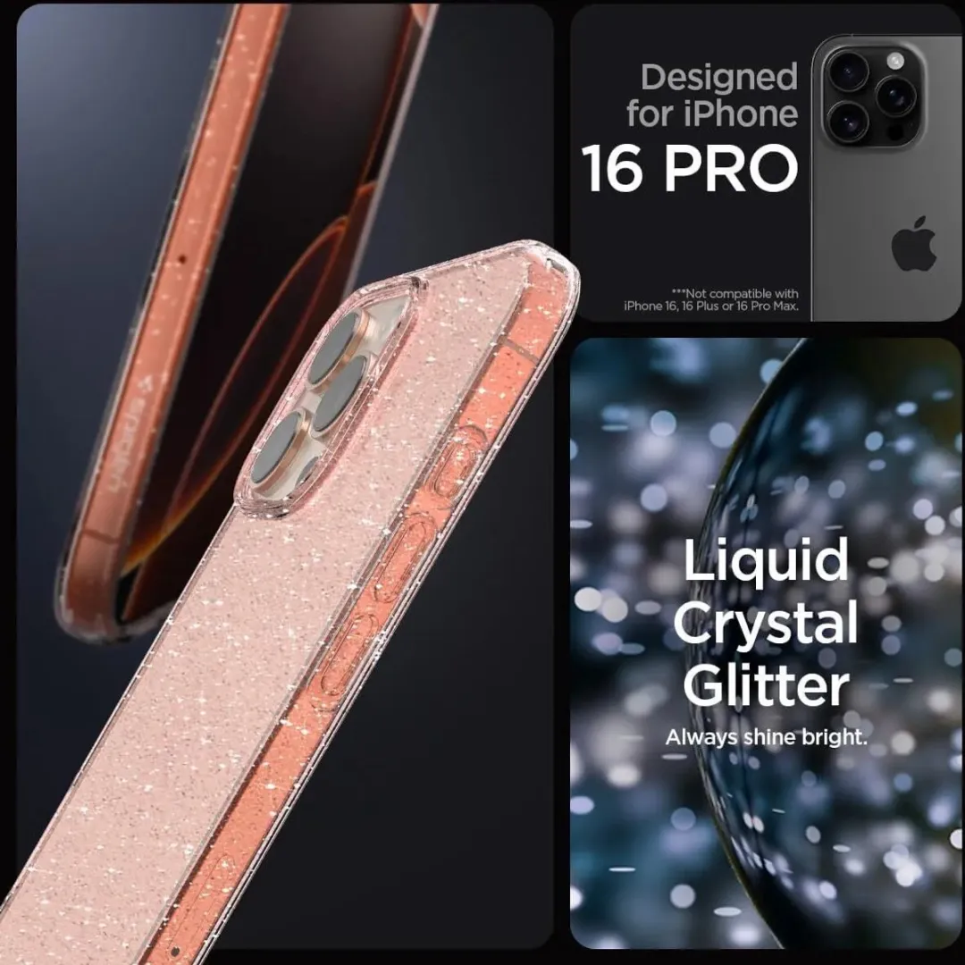 Spigen Liquid Crystal Hoesje iPhone 16 Pro - Roze Glitter