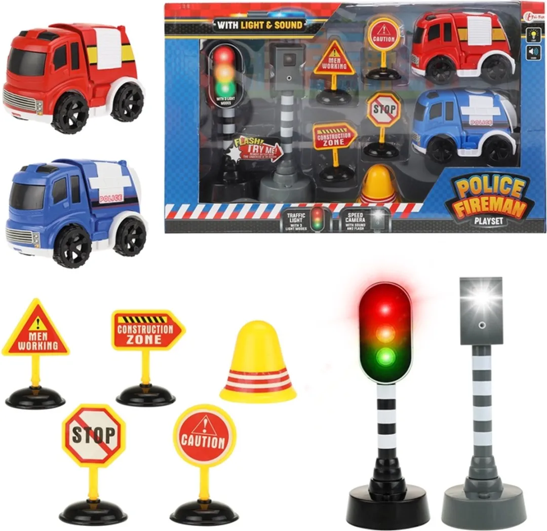 Toi-Toys Speelset Politie & Brandweer 9-delig Multicolor
