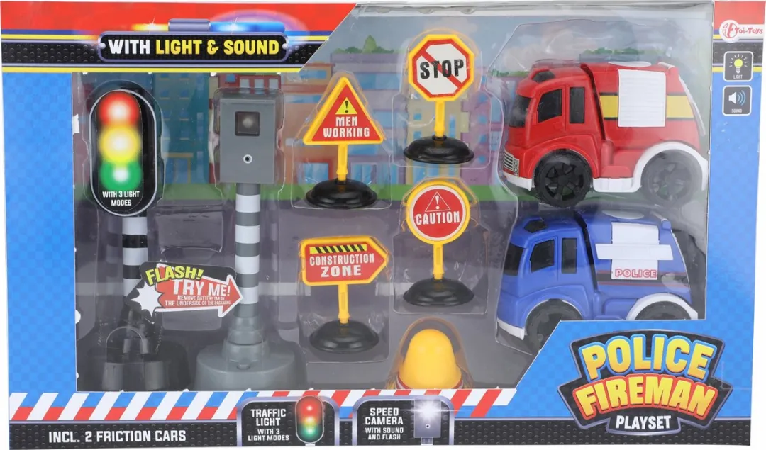 Toi-Toys Speelset Politie & Brandweer 9-delig Multicolor