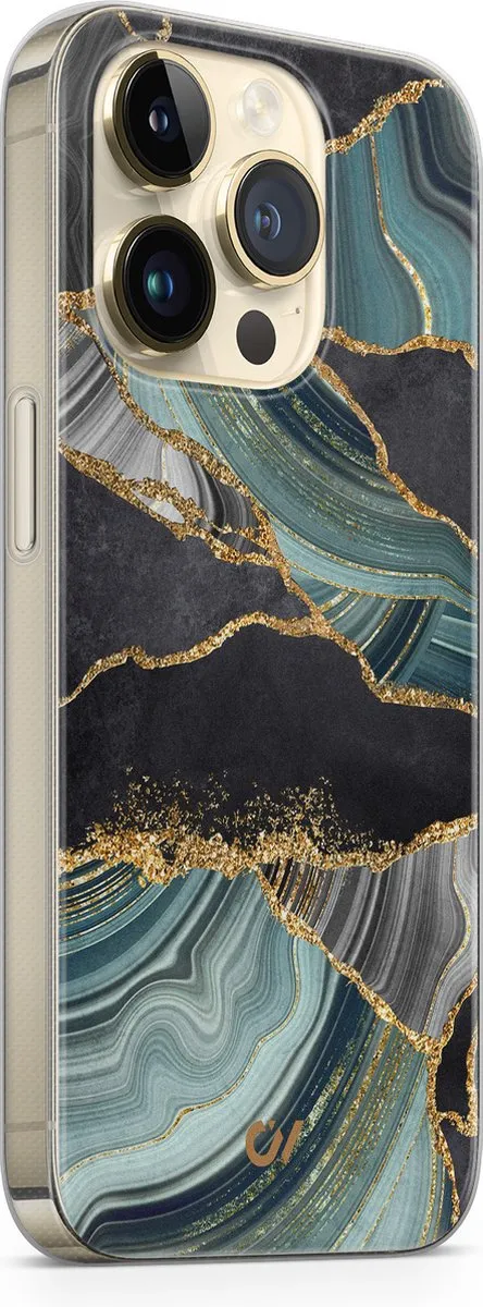 Casevibes Hoesje iPhone 14 Pro A/14P/UV/036 - Marble Jade Stone