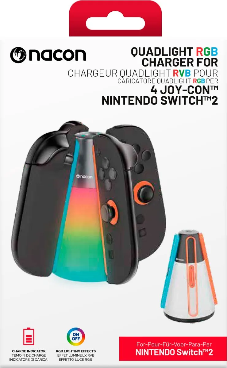 Nacon Nintendo Switch 2 Joy-Con Oplaadstation SWITCHNEWQUADCHARGER - 4 Stuks - Zwart