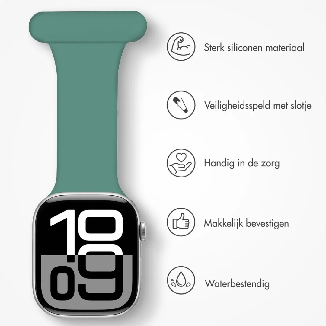 Verpleegkundige siliconen bandje - Geschikt voor Apple Watch 1, 2, 3, 4, 5, 6, 7, 8, 9, 10, 11 (42 mm), SE - 38/40/41 mm - Groen
