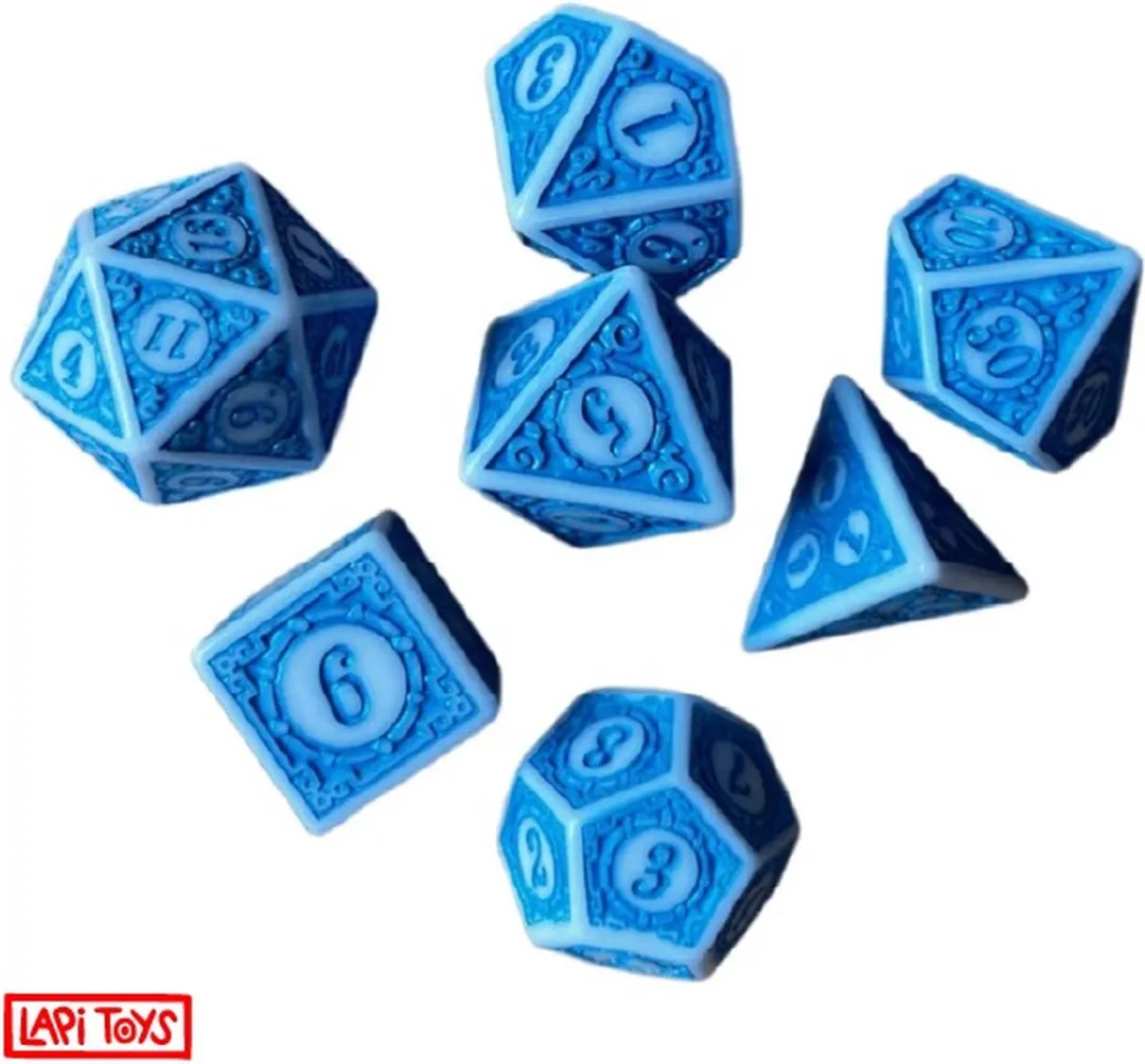 Lapi Toys DnD Polydice Set 7 Stuks - Acryl Blauw