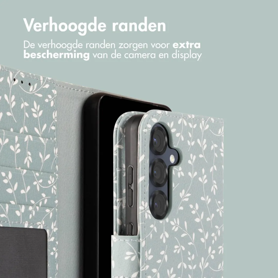 imoshiion Hoesje Samsung Galaxy S25 Smoke Green Flowers - 3 Pasjes