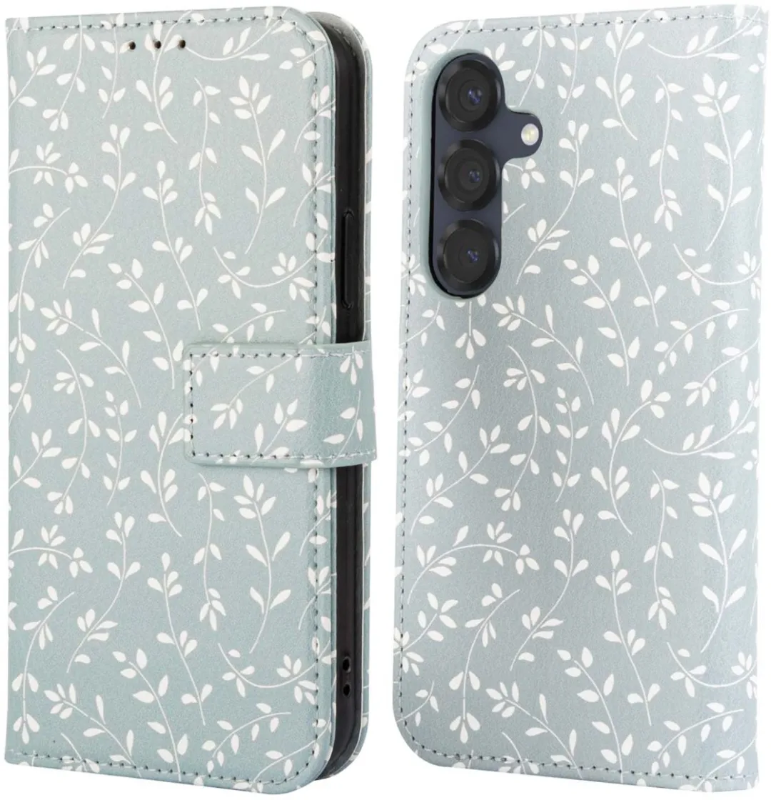 imoshiion Hoesje Samsung Galaxy S25 Smoke Green Flowers
