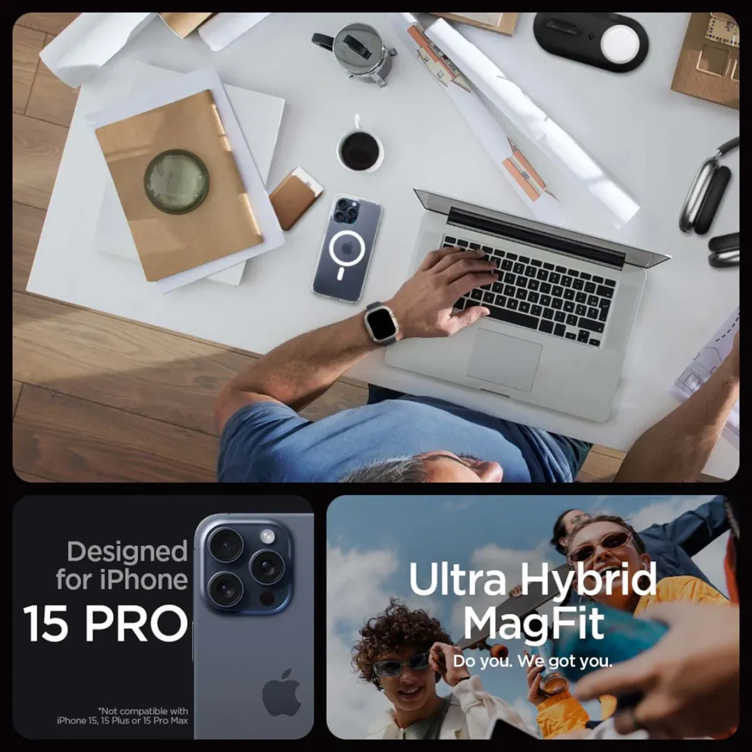 Spigen Ultra Hybrid MagFit ACS06719 Hoesje - iPhone 15 Pro - Transparant - afbeelding 3 van 6