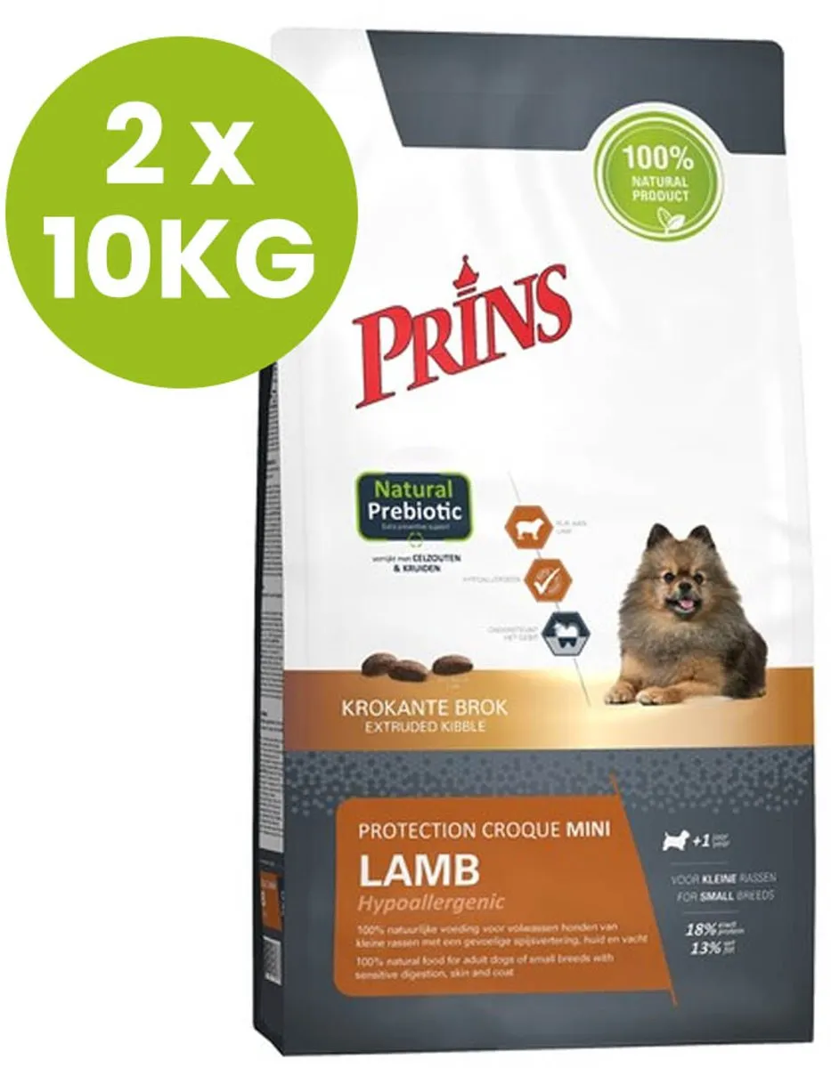 Prins Protection Croque Mini Lamb Hondenvoer 2x10kg