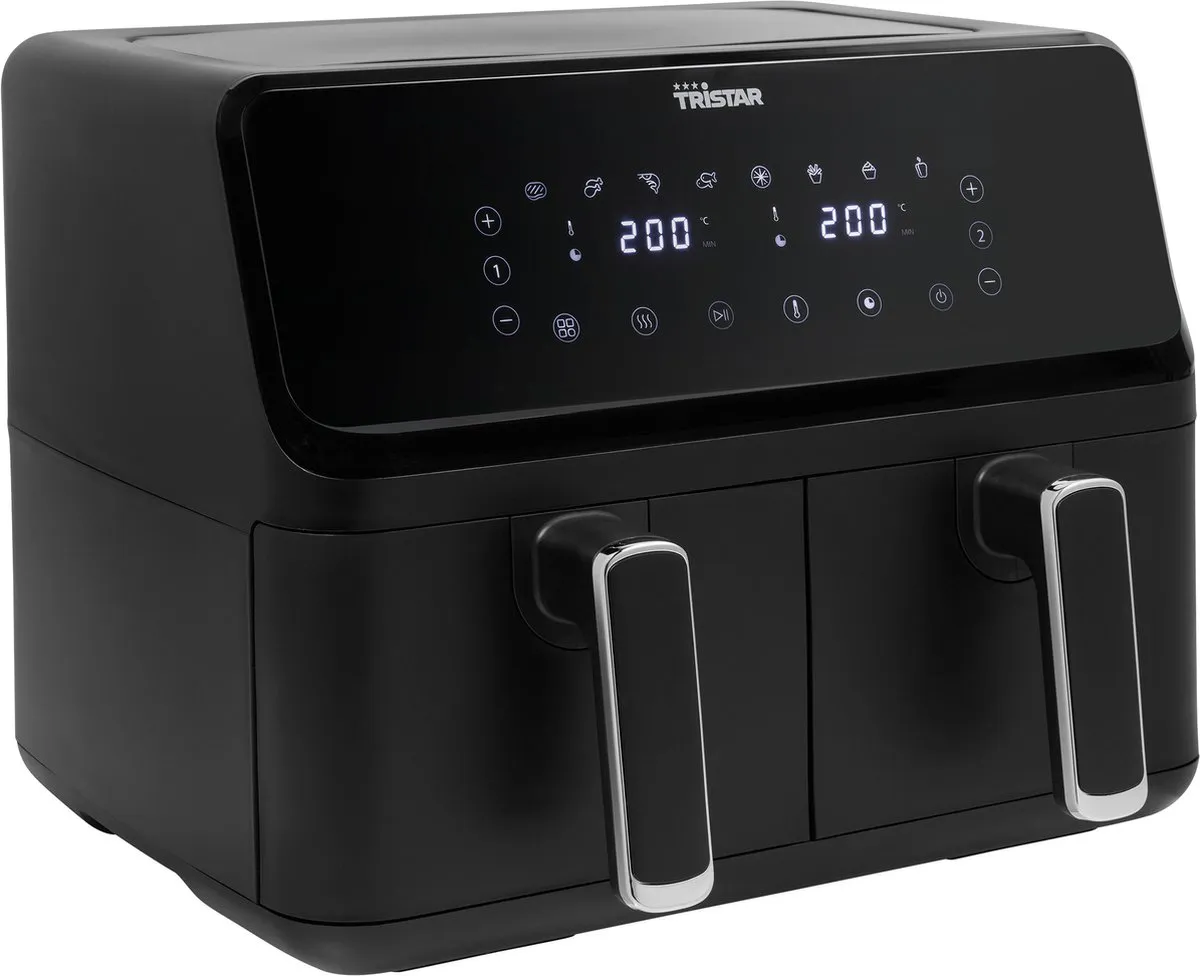 Tristar FR-9026 - Dubbele Airfryer XXL - 2x4L - 2 onafhankelijke kookzones - 8 Bakprogramma's - PFAS-vrij