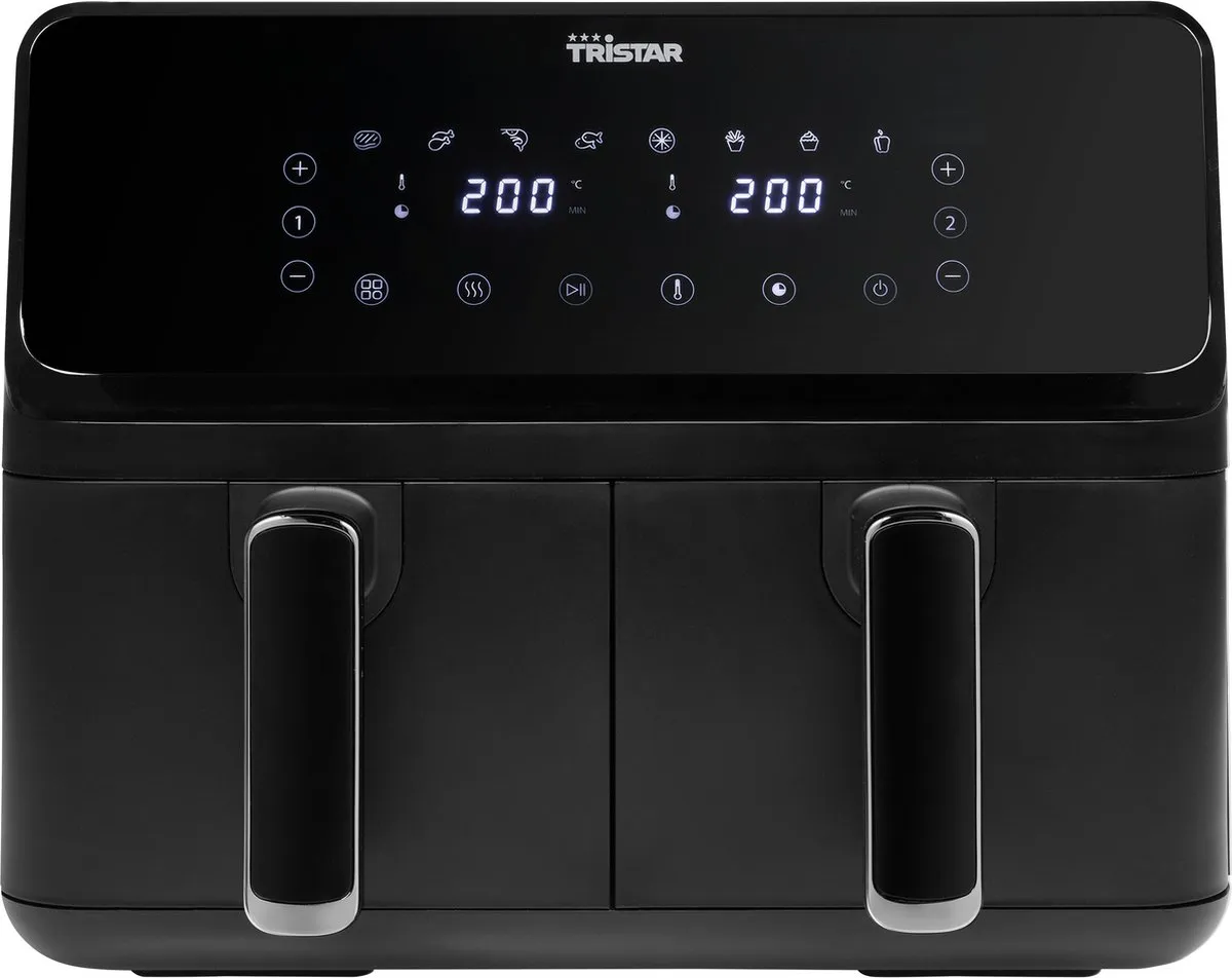Tristar FR-9026 - Dubbele Airfryer XXL - 2x4L - 2 onafhankelijke kookzones - 8 Bakprogramma's - PFAS-vrij