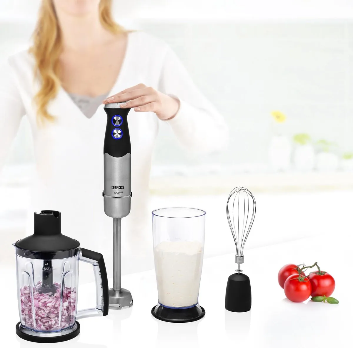 Princess 221221 Staafmixer 1000W - 4-in-1 Set - Zwart