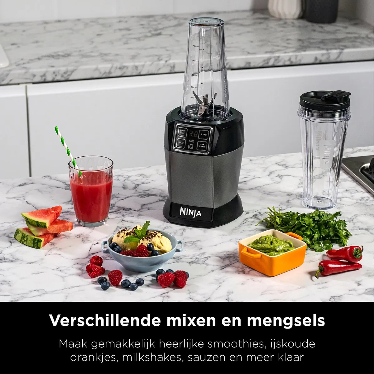 Ninja Foodi BN495EU Blender & Smoothie Maker - 1000W - 2x700ml To-Go Bekers