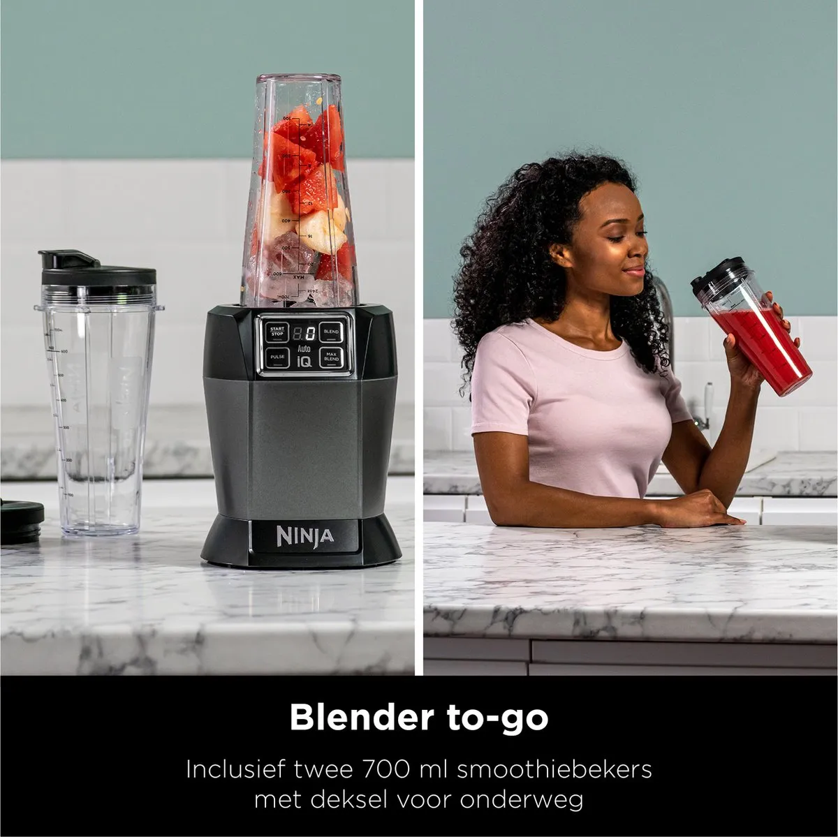 Ninja Foodi BN495EU Blender & Smoothie Maker - 1000W - 2x700ml To-Go Bekers
