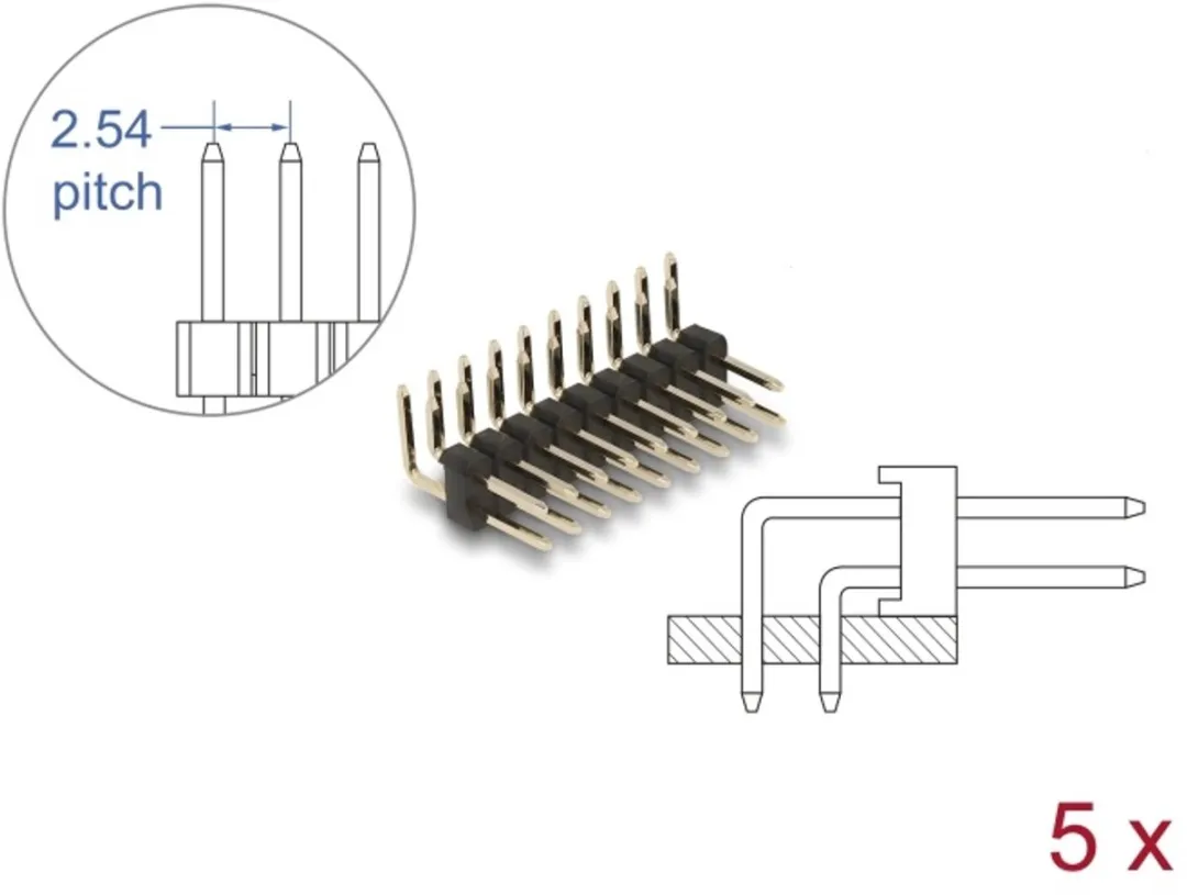 Delock Pin Header 10-polig 2.54mm 2-rij Hoekig