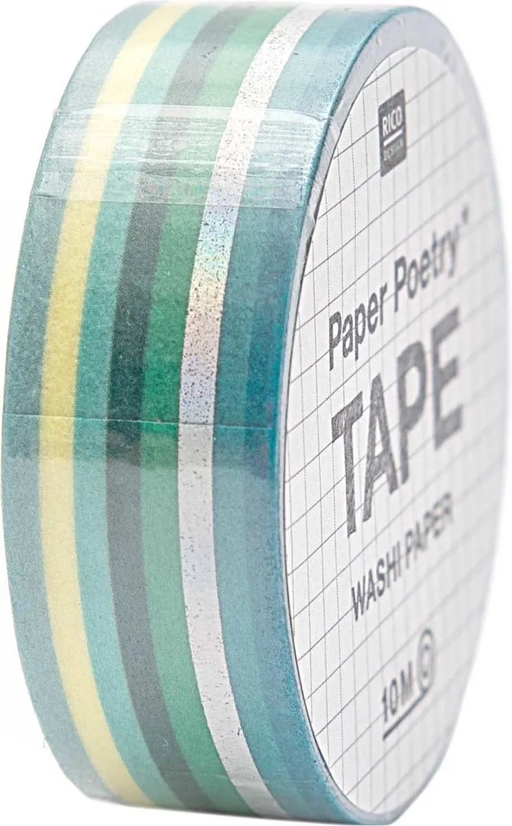 Rico Design Paper Poetry Tape 1,5cm x 10m - Groen/Iridescent