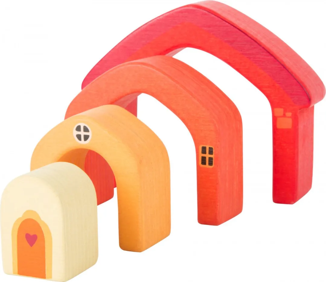 Small Foot Houten Stapelhuis Rood - 4-delig - afbeelding 3 van 4