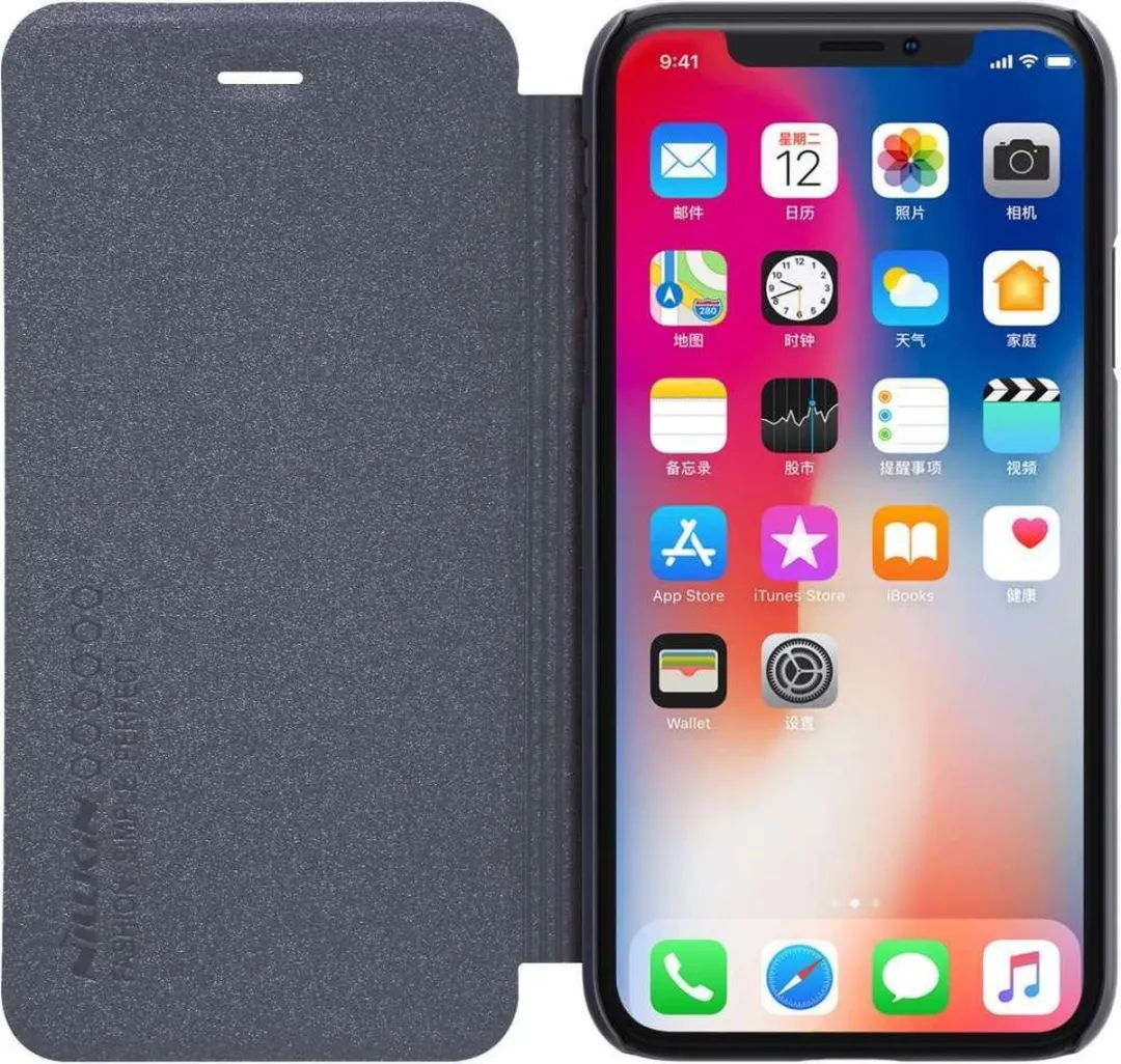 Nillkin Sparkle Series Leather Case iPhone X - Zwart - afbeelding 2 van 6