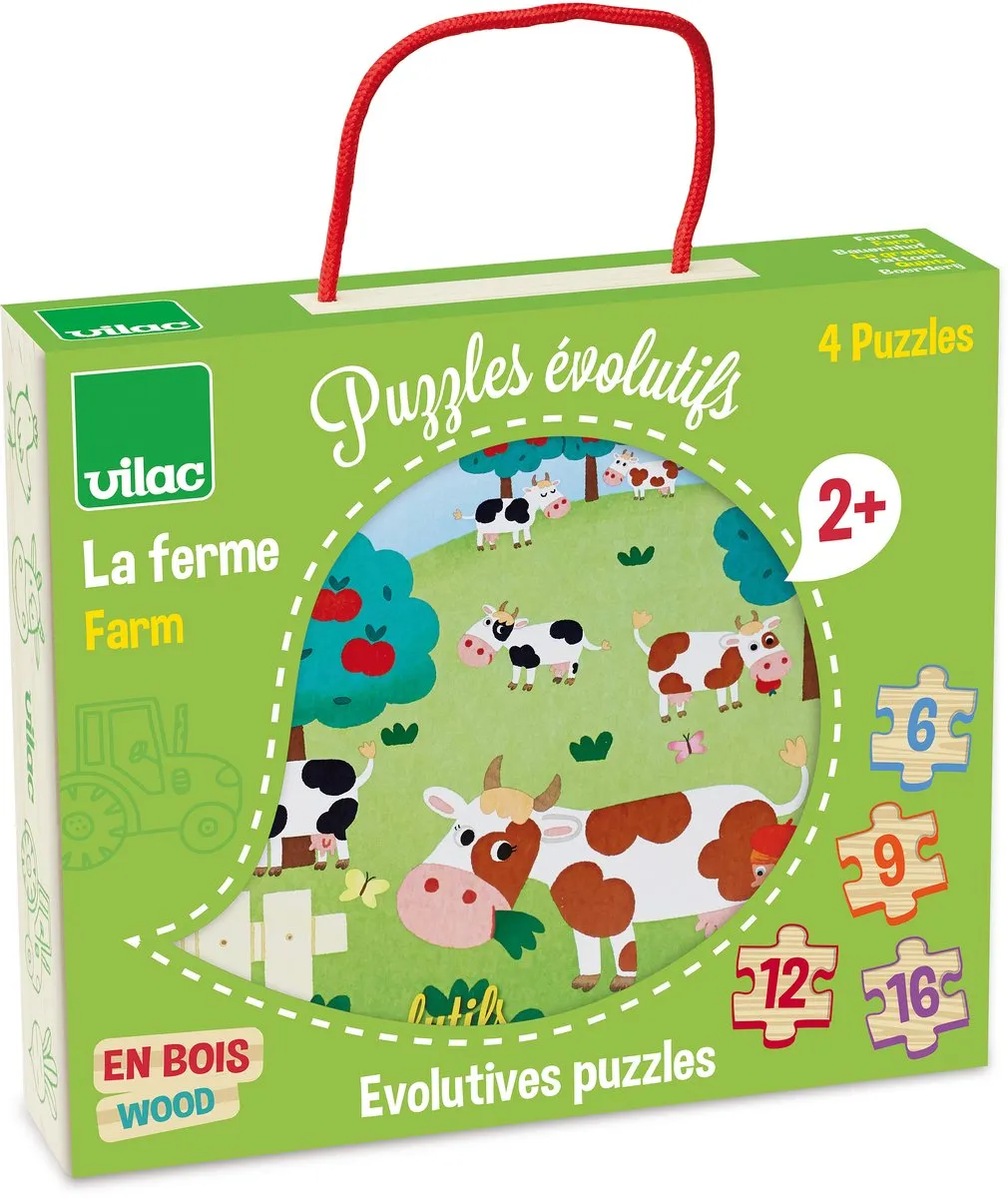 Vilac Boerderij Puzzelset VI2632 - 4 Puzzels Multicolor