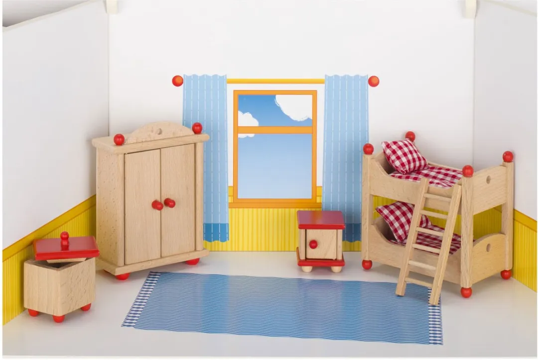 Goki Poppenhuismeubeltjes Serie 2 Kinderkamer 4-delig - Rood