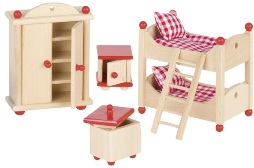 Goki Poppenhuismeubeltjes Serie 2 Kinderkamer 4-delig - Rood