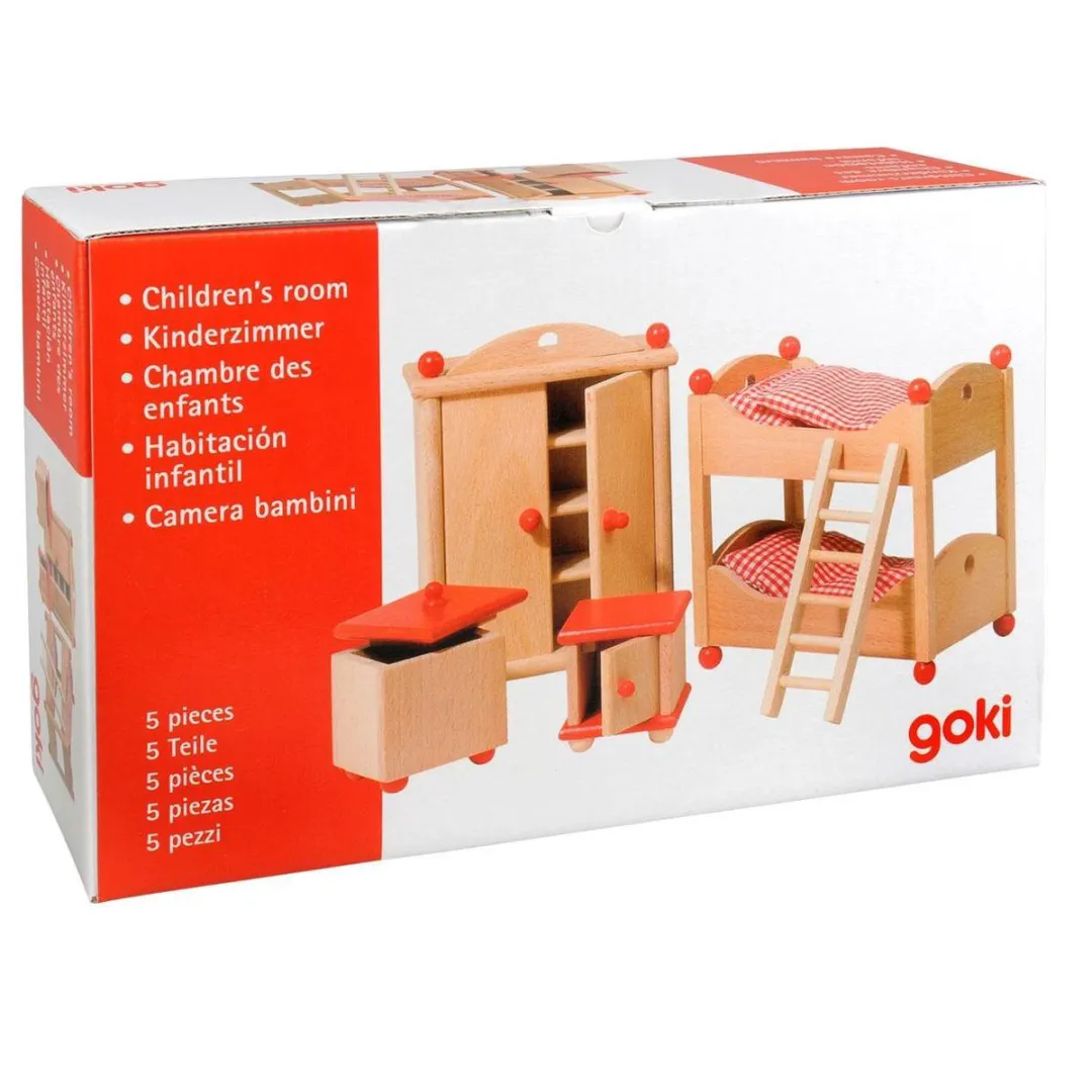Goki Poppenhuismeubeltjes Serie 2 Kinderkamer 4-delig - Rood