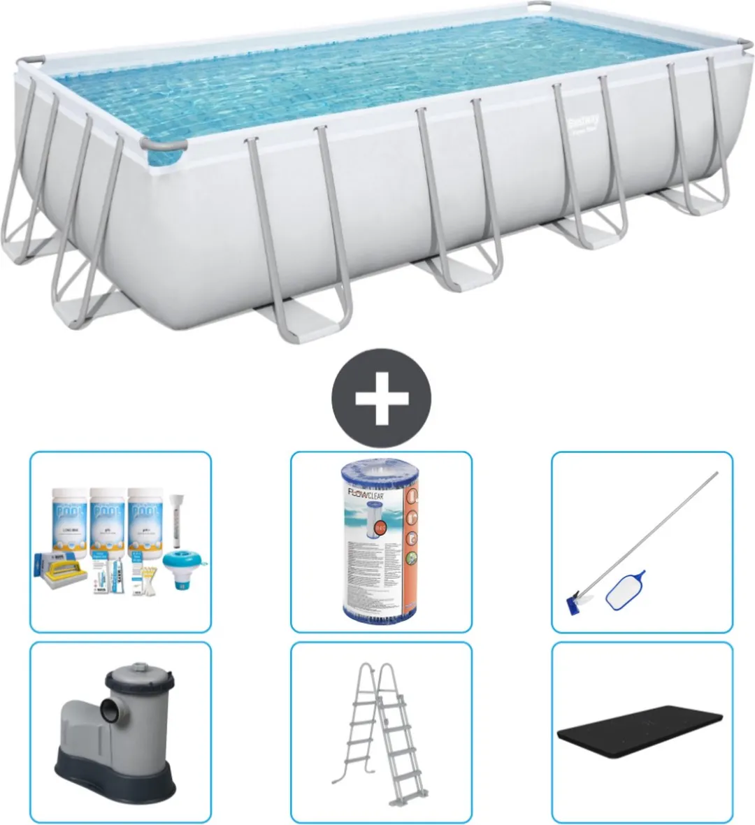 Bestway Power Steel Rechthoekig Zwembad 549x274x122cm - Grijs
