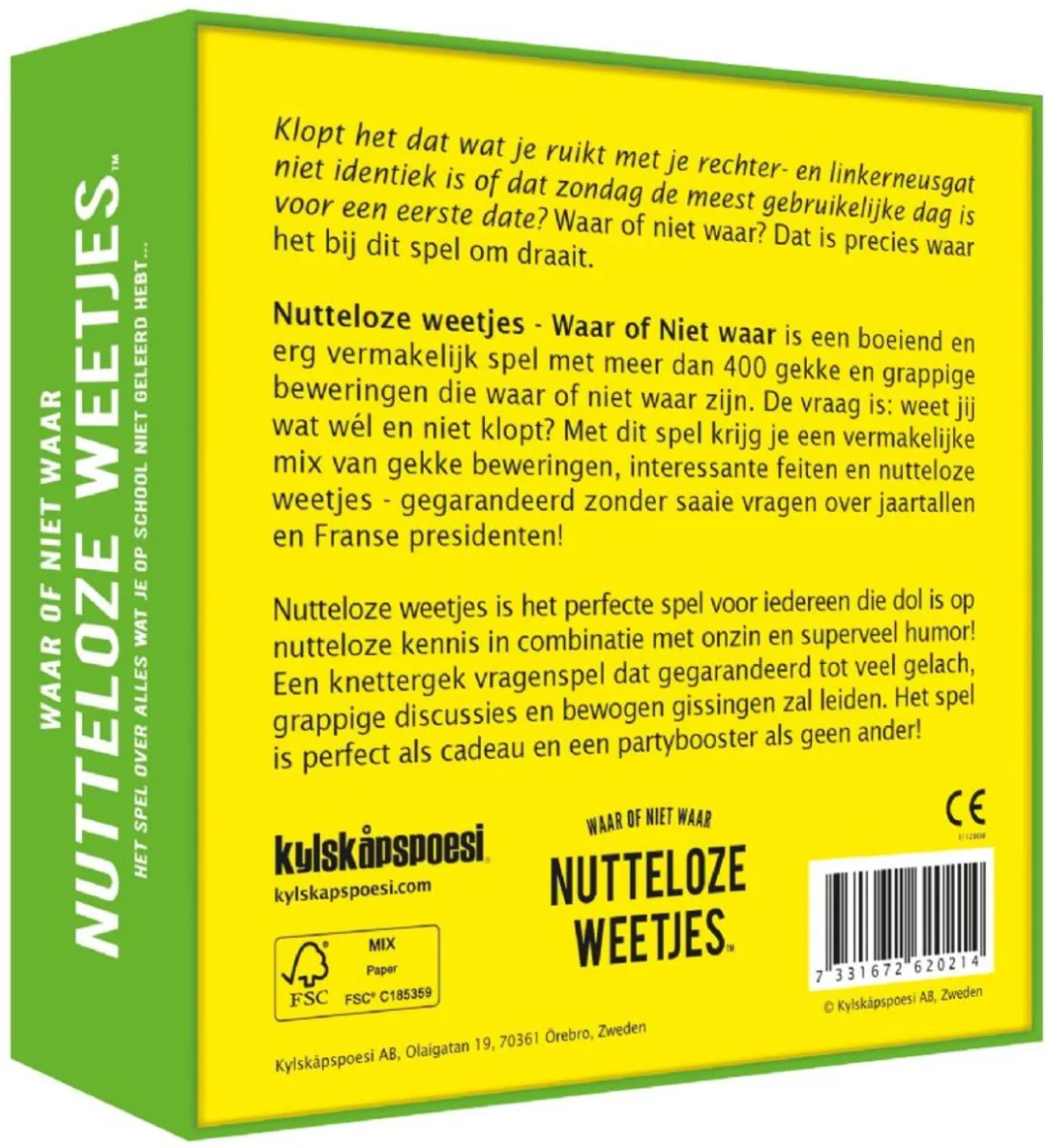 Hygge Games Nutteloze weetjes quiz - Gekke en grappige beweringen - Partyspel