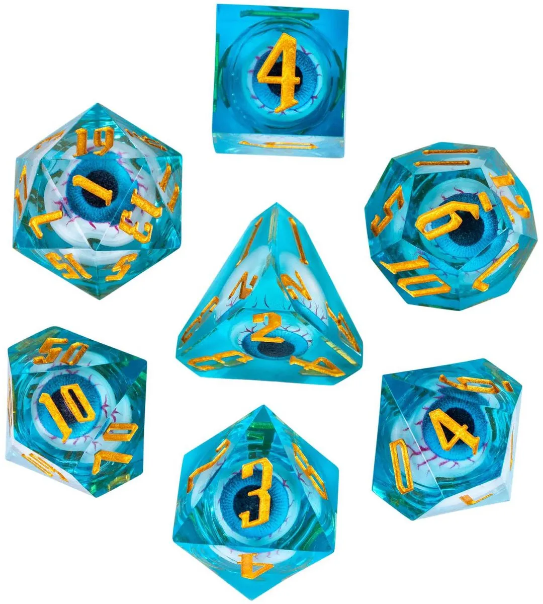 HOT Games Dobbelstenen Set Oog Liquid Blauw - 20 Vlakken