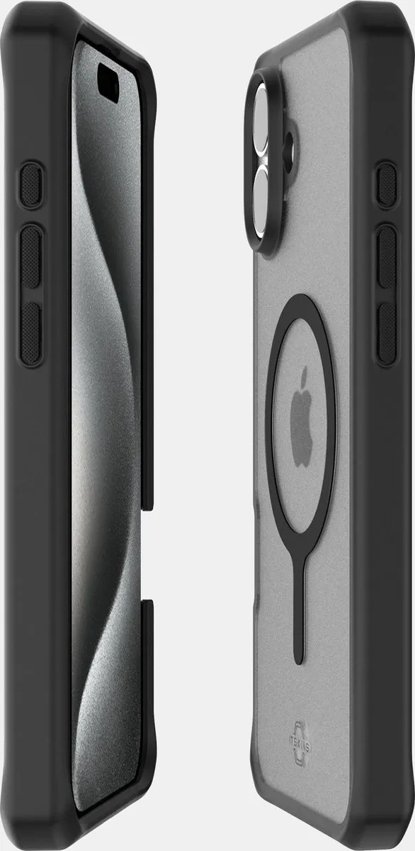 ITSKINS iPhone 16 MagSafe Level 2 HybridMagFrost Hoesje - Zwart AP6N-HMFRT-BLCK
