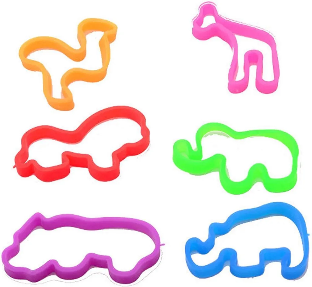 Johntoy Armbanden Dierenvorm Rubber - 6 Stuks Multicolor