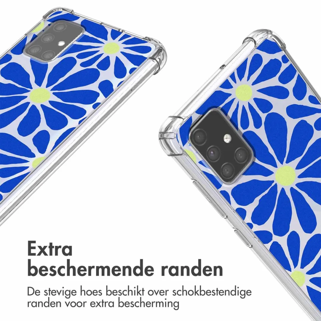 Imoshion Hoesje Samsung Galaxy A71 Cobalt Blue Flowers Connect
