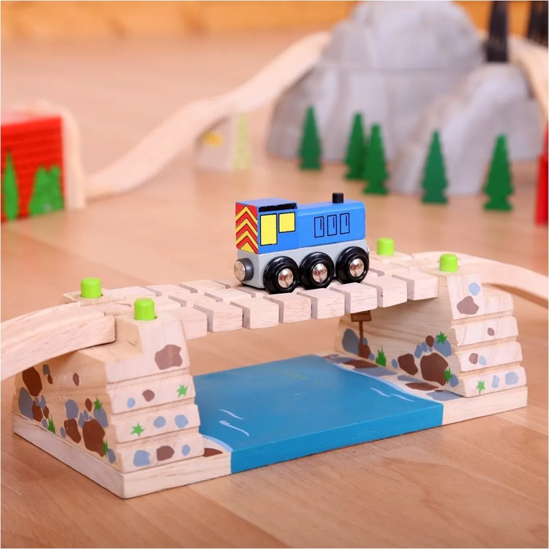 BIGJIGS Houten Rails Ratelbrug BJT220 - 2 Stuks - Multi