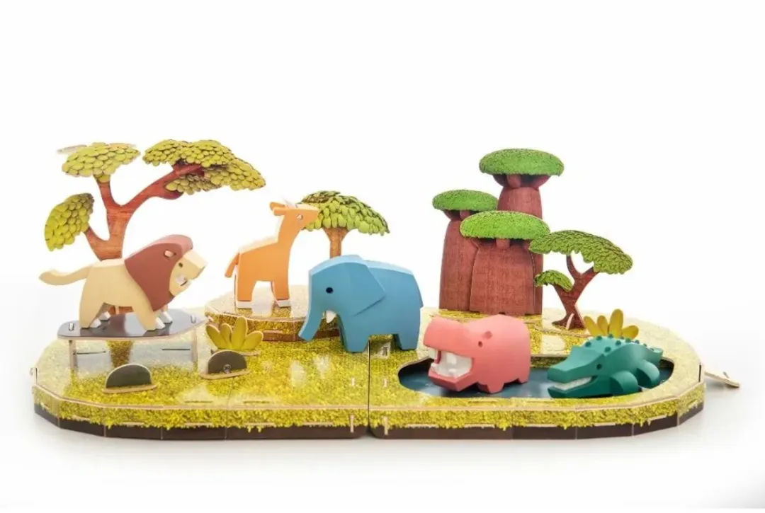 Halftoys Savannah World - Magnetisch kinder speelgoed - Educatief speelgoed - Leerzaam dieren ontdekken - Montessori speelgoed - 3+ jaar