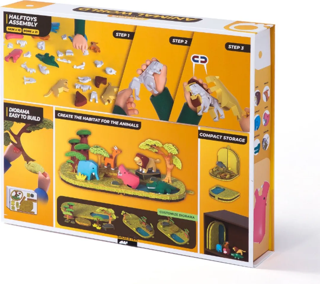 Halftoys Savannah World - Magnetisch kinder speelgoed - Educatief speelgoed - Leerzaam dieren ontdekken - Montessori speelgoed - 3+ jaar