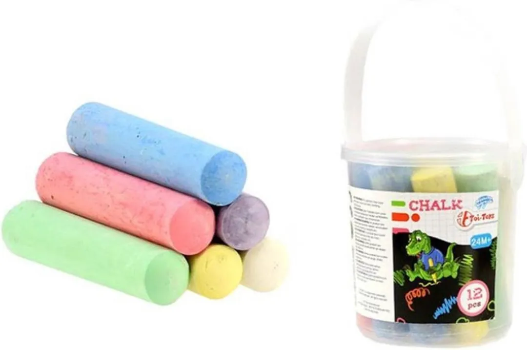 Toi-Toys Gekleurd Stoepkrijt 12 Stuks - Emmer