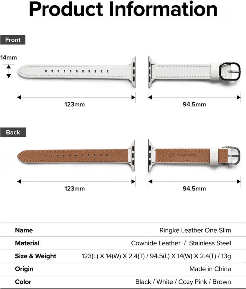 Ringke Leather One Slim Apple Watch Band - Roze - afbeelding 6 van 6