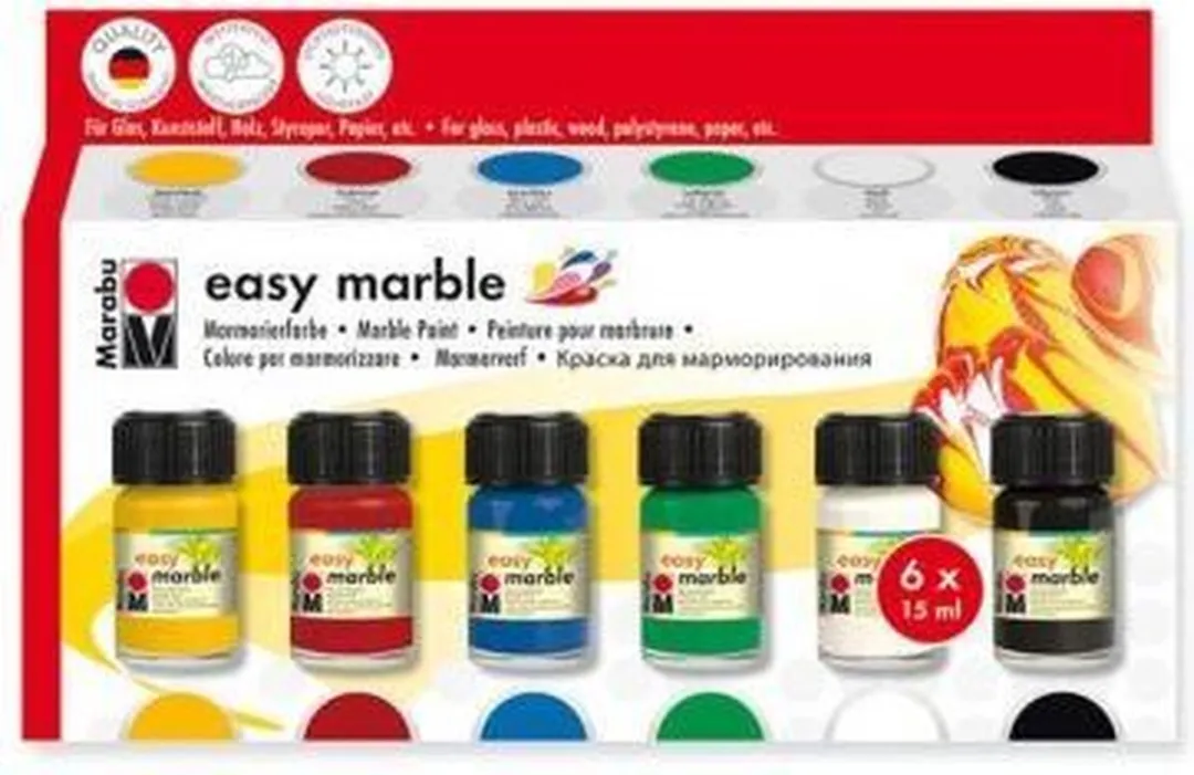 Marabu Easy Marble Starterset - 6 Kleuren 90ml