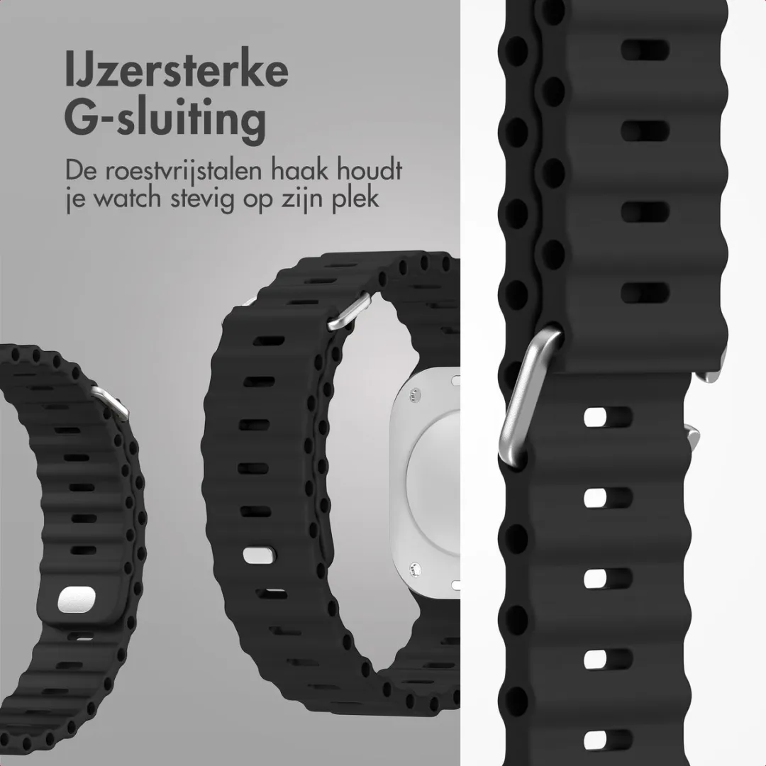 Accezz Siliconen Sportband Apple Watch - 44/45/46/49mm - Zwart