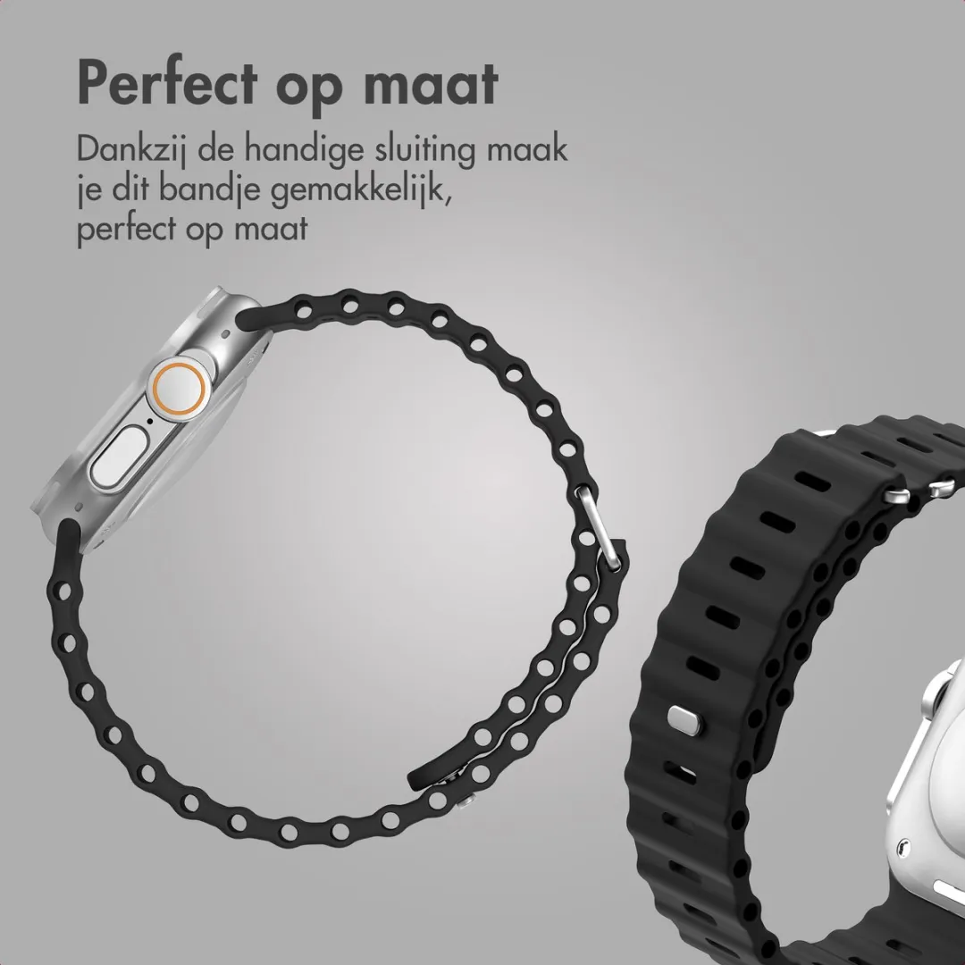 Accezz Siliconen Sportband Apple Watch - 44/45/46/49mm - Zwart