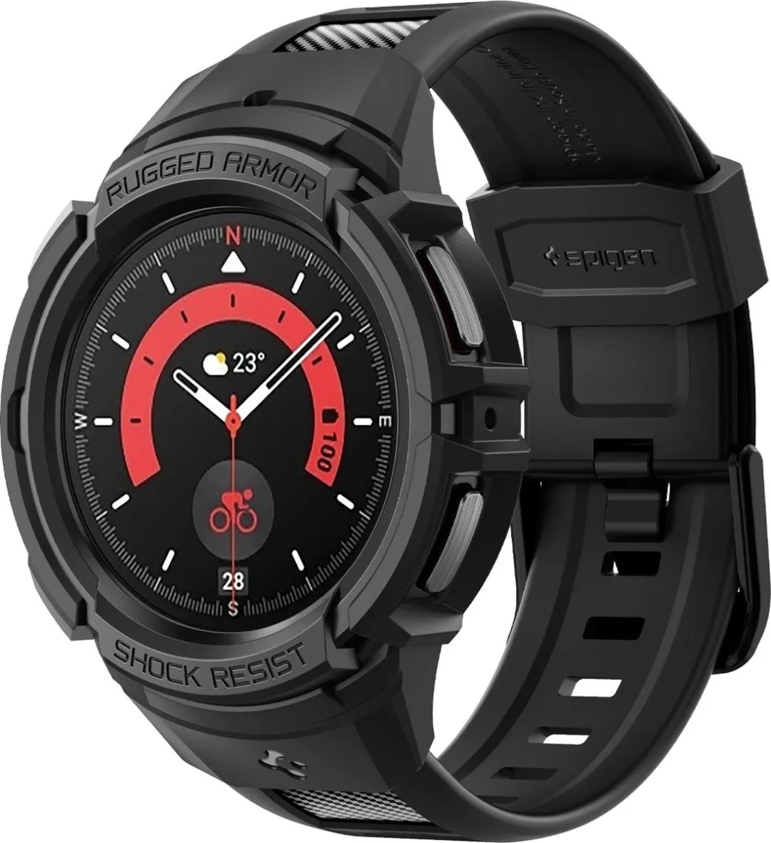 Spigen Rugged Armor Pro - Samsung Galaxy Watch 5 Pro 45mm - Zwart