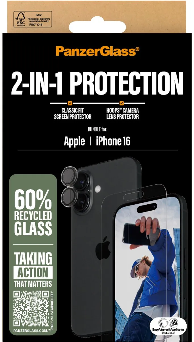 PanzerGlass iPhone 16 Doorzichtige Schermbeschermer - 1 Stuk
