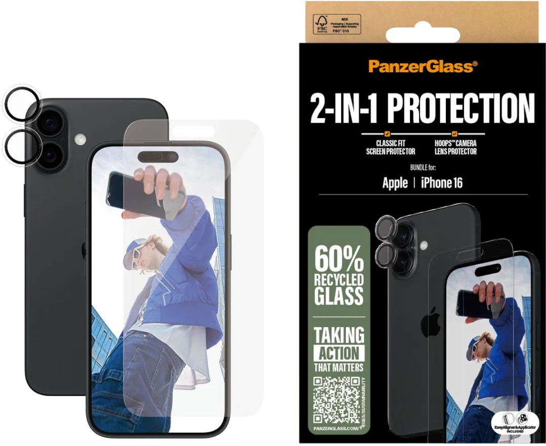 PanzerGlass iPhone 16 Doorzichtige Schermbeschermer - 1 Stuk