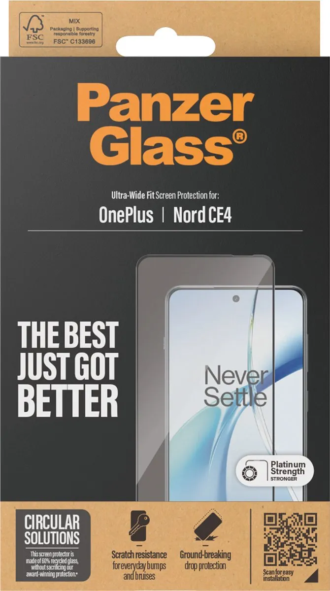 PanzerGlass Ultra-Wide Fit Screenprotector OnePlus Nord CE 4 - 1 Stuk