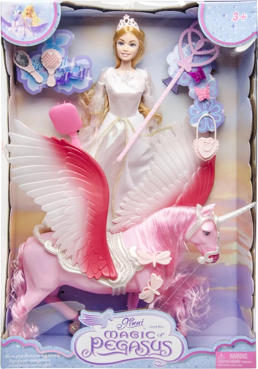 Eenhoorn met pop en accessoires, unicorn