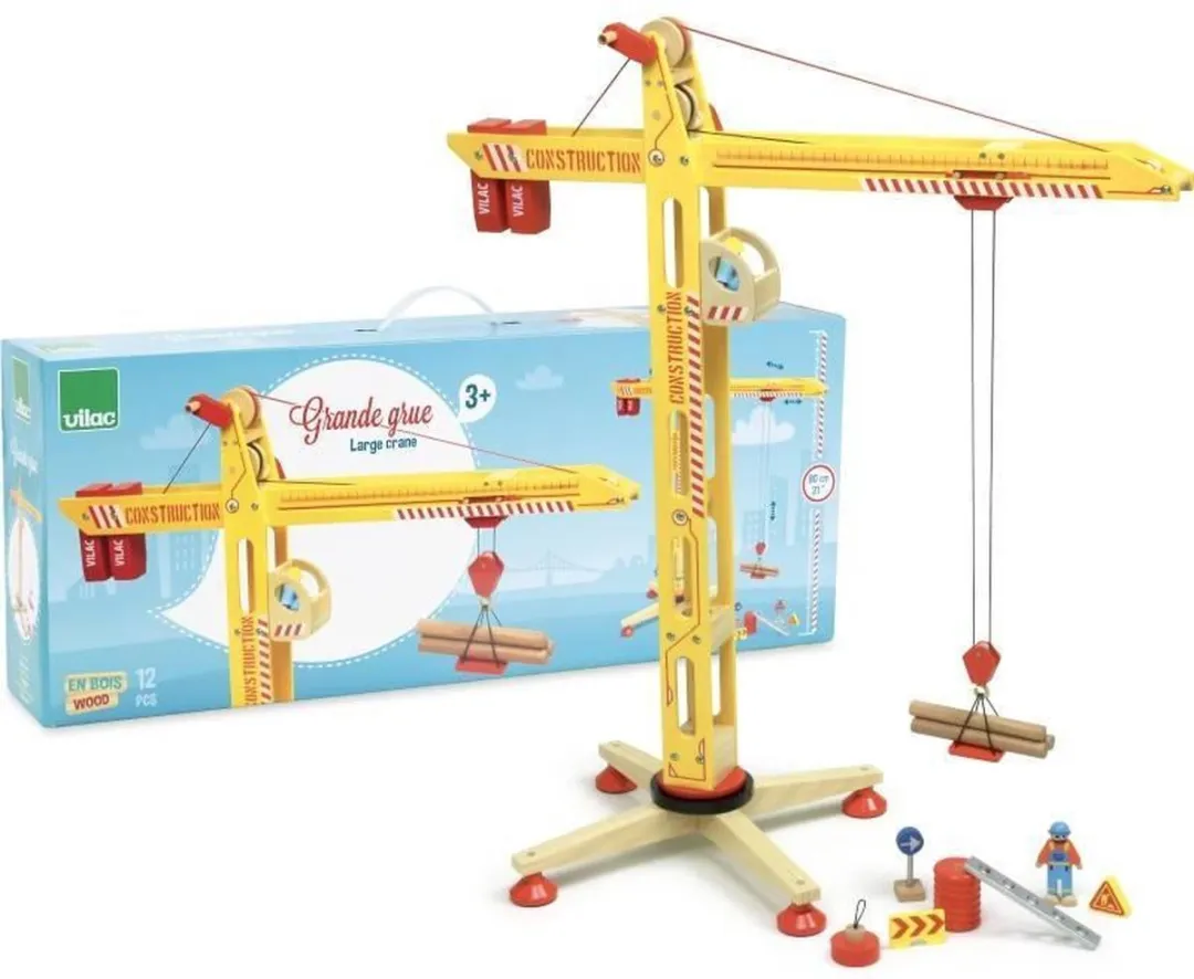 Vilac Houten Hijskraan 80cm - Multi