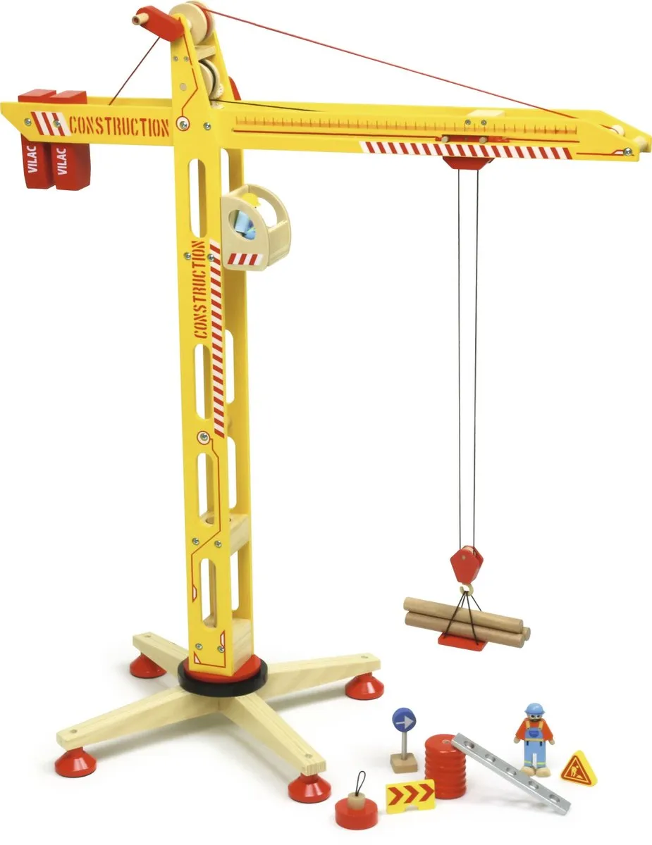 Vilac Houten Hijskraan 80cm - Multi