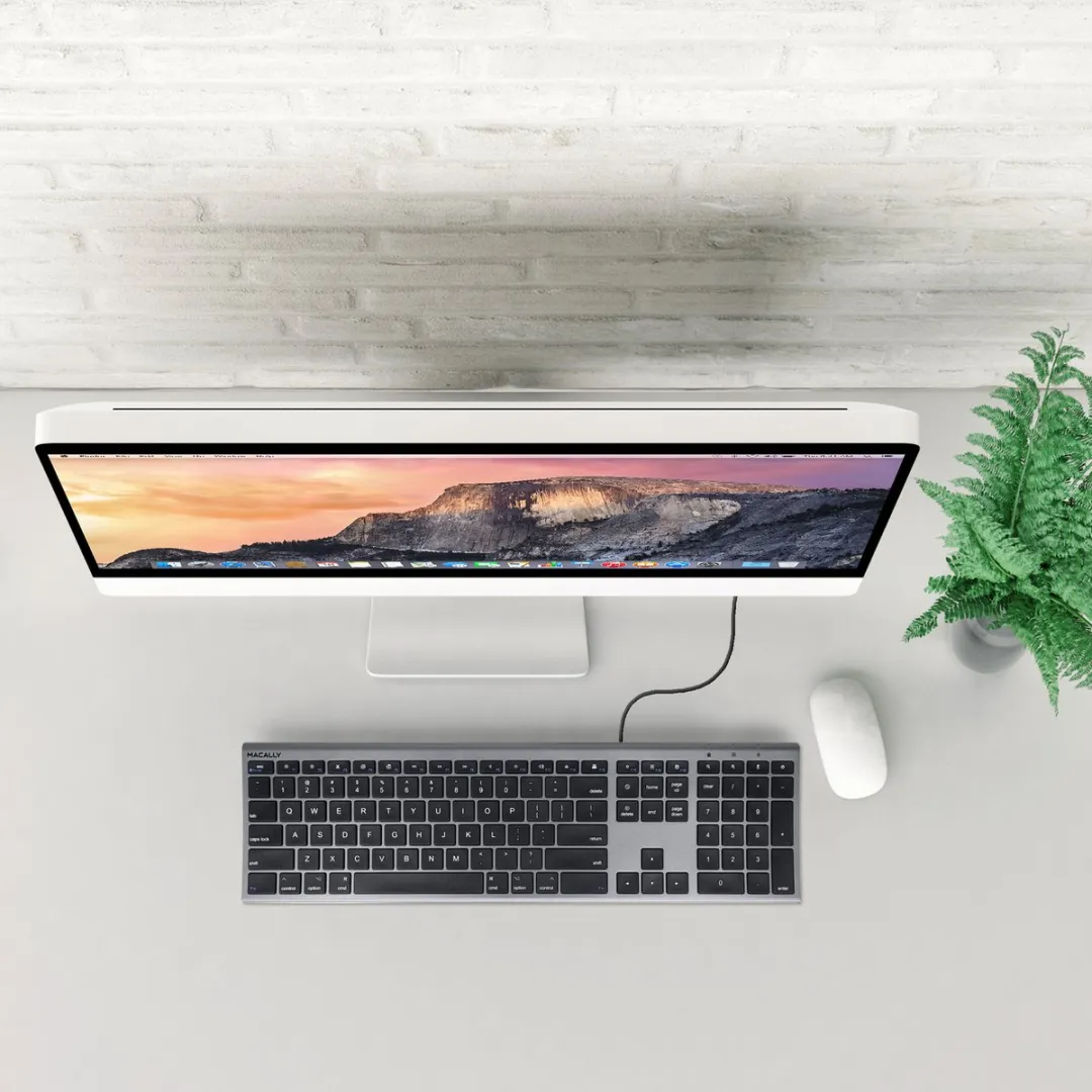 Macally ACEKEYSG Super dun bedraad USB-A toetsenbord voor Mac - Zwarte toetsen/Donker grijs - US English (QWERTY)