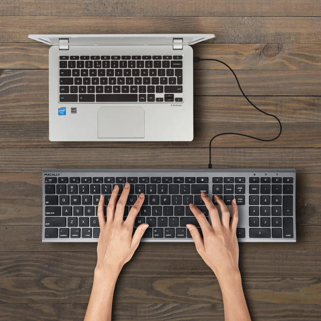 Macally ACEKEYSG Super dun bedraad USB-A toetsenbord voor Mac - Zwarte toetsen/Donker grijs - US English (QWERTY)