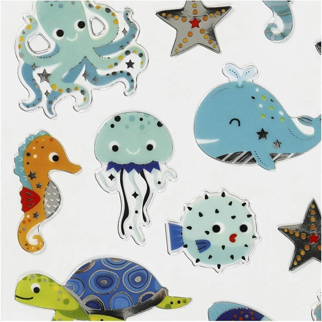 Creativ Company Zeedieren Stickers - 21 Stuks - 15x16,5 cm - Multicolor