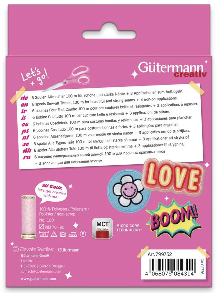 Gutermann Cute and Pink Naaigarenset 100m - 9 Stuks - Roze